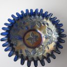 Fenton Glass  Carnival Glass Autumn Acorn Blue Ruffled / Pleated Edge Bowl