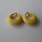 Vintage Bakelite Cream Corn Hoop Clip earrings.  Yellow
