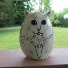 Cats By Nina  Lyman White Cat Vase with blue eyes