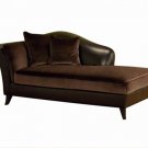 Dark Brown Velvet and Leather Chaise