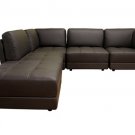 5 Pieces Dark Brown Leather Sofa