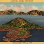 Oregon Postcard, Wizard Island in Crater Lake National Park c.1937