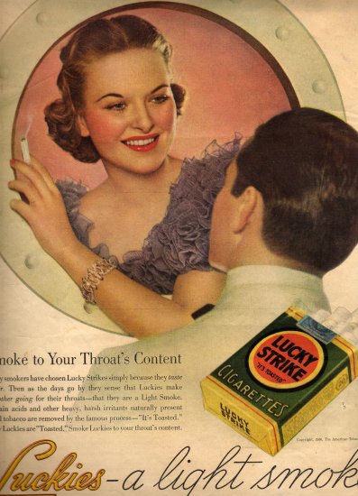 Lucky Strike Cigarettes Ad, Full Color c.1936