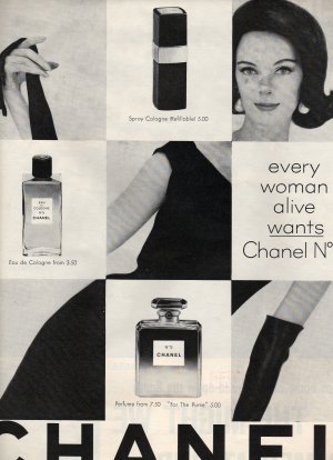 Vintage Chanel No. 5 Ad, Black and White c.1963