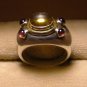 David Yurman Ring, Yellow Citrine & Red Garnet, Sterling & Gold