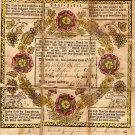 Traditional Swiss Taufschein Fraktur, Hand Colored Lambs & Trees c.1812