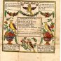 Traditional Taufschein Fraktur, Hand Colored Birds, Flowers, Urns & Vines c.1848