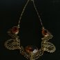 Filigree & Citrine Necklace, Large Stones, Delicate Gold Chain c.1910