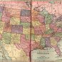 Map of The United States, C.S. Hammond & Co. Atlas, Full Color, Two Pages c.1910