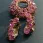 Pink & Red Rhinestone Circle Brooch with Earrings c.1950