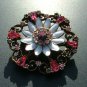 Coro Brooch, Earrings & Necklace Set, Rhinestones, Spinning Daisy c.1950