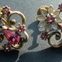 Coro Brooch, Earrings & Necklace Set, Rhinestones, Spinning Daisy c.1950