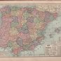 Map of Spain and Portugal, Full Color, C.S. Hammond & Co. Atlas c.1910