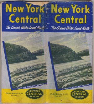 New York Central Railroad Timetable Map, Yellow & Blue Cover c.1951