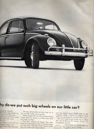 VW Bug Volkswagen Beetle Ad, Black & White c.1962