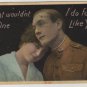 Patriotic Postcard, Shows Young WWI Era Soldier and His Girl c.1917