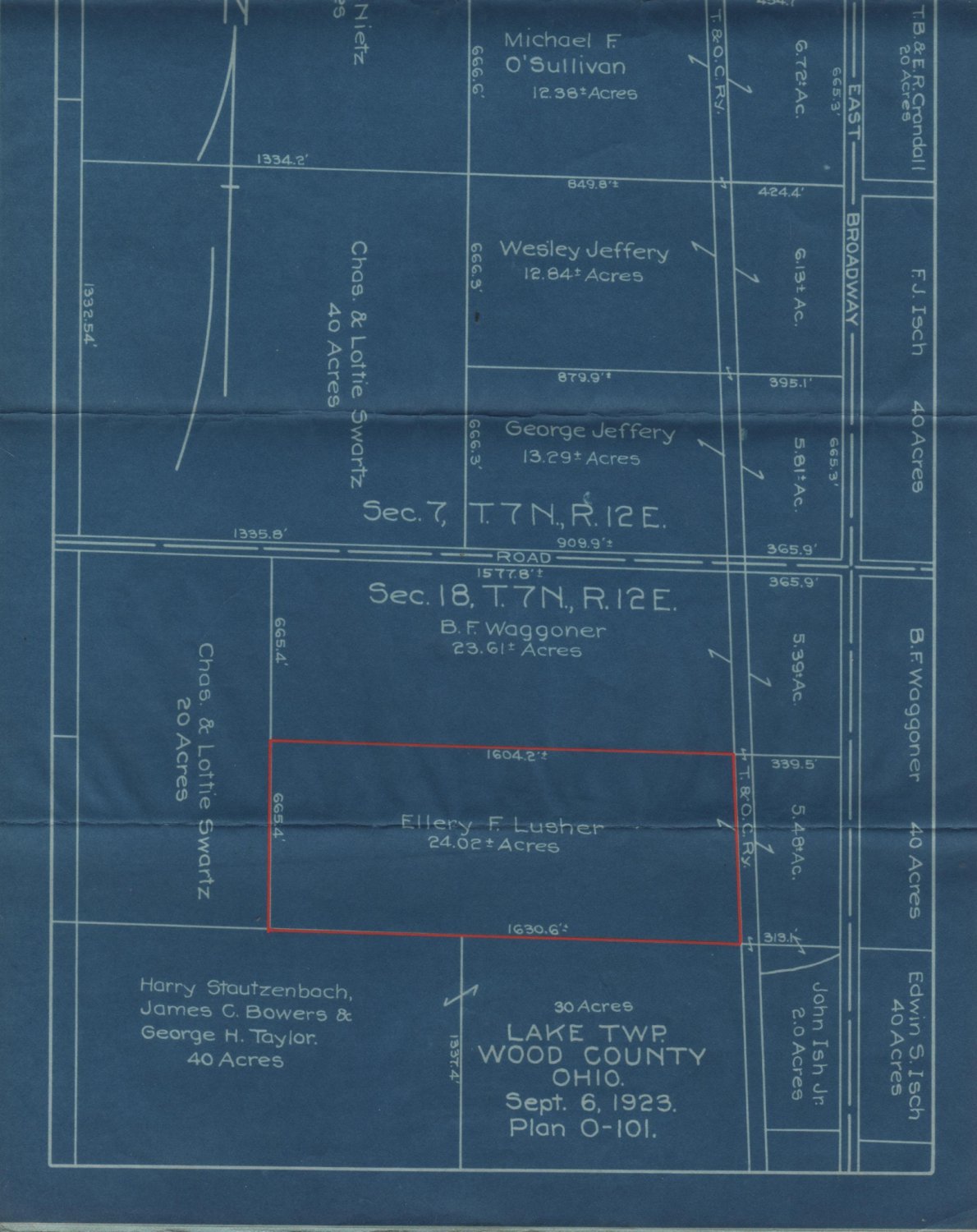 Plat Map, Blueprint Survey & Documents, Section No. 18, Lake Twp, Wood