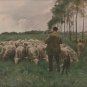 Spring by Anton Mauve, Pictorial Review Color Print of Herder and Flock of Sheep c.1924