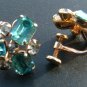 Aquamarine Rhinestone Earrings, Emerald Cut & Round c.1943