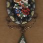 Micro Mosaic Flower Pendent, Blk, Red, Grn & Purple, Oval & Teardrop c.1920