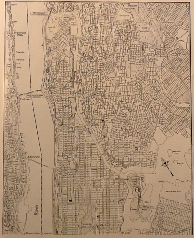 Maps of Upper & Lower Manhattan, Rand McNally & Co, Collier's World Atlas, Black & White c.1949