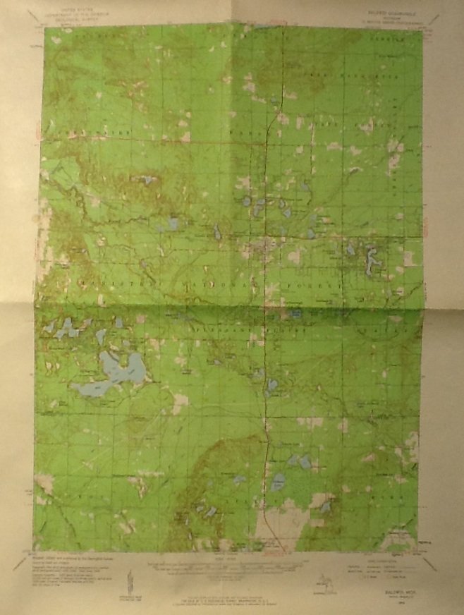 Lake County MI Map, Geological Survey Baldwin Quadrangle c.1959