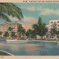 Miami Beach Florida Postcard, Pancoast Lake, Surfside and Wofford Hotels c.1934