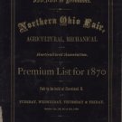 State Fair Premium List Book, Northern Ohio Fair Association 1st Annual Fair at Cleveland c.1870