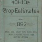 State of Ohio Crop Estimate Book, Mentions Ohio State Fair c.1892