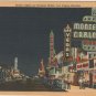 Las Vegas Nevada Postcard, Bright Lights on Fremont Street c.1946