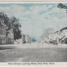 Paw Paw Michigan Postcard, Main Street Looking West, Blue Tint c.1919