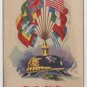 Patriotic Postcard, Shows The WWI Allied Flags, The End of A Perfect Day c.1918