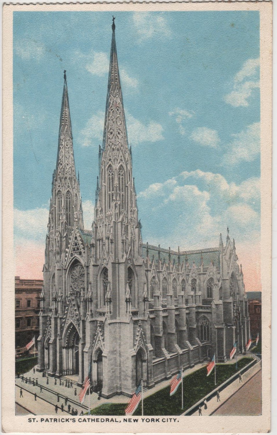 New York City Postcard, St. Patrick's Cathedral, Full Color c.1920