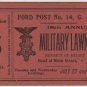 G.A.R. Lawn Fete Benefit Ticket, Ford Post No. 14, Toledo Ohio c.1896