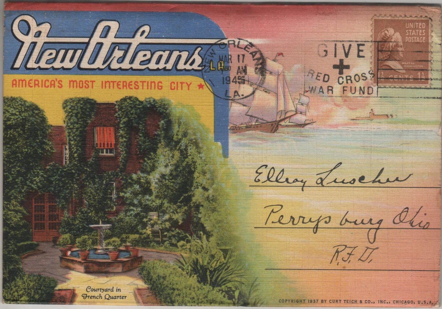 New Orleans LA Postcard Folder, 18 Views of The Paris of America c.1937