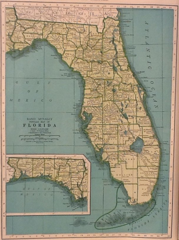 Rand Mcnally Map Of Florida Map of Florida, Rand McNally for Collier's World Atlas c.1949