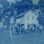 Cyanotype Portrait Postcard, Horse & Buggy in Front of Farmhouse c.1907
