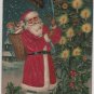 Christmas Postcard, Santa in Long Red Robe with Basket of Toys, Embossed c.1908