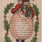 Christmas Postcard, Santa in Red with Bag of Toys, Embossed with Poem c.1910