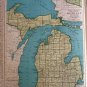 Map of Michigan, Rand McNally, Collier's World Atlas c.1949