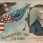 George Washington Bday Postcard, Portrait, Eagle & Flag c.1908