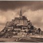 Mont Saint Michel France Postcard, The Abbey, WWI Era Sepia Tone c.1917