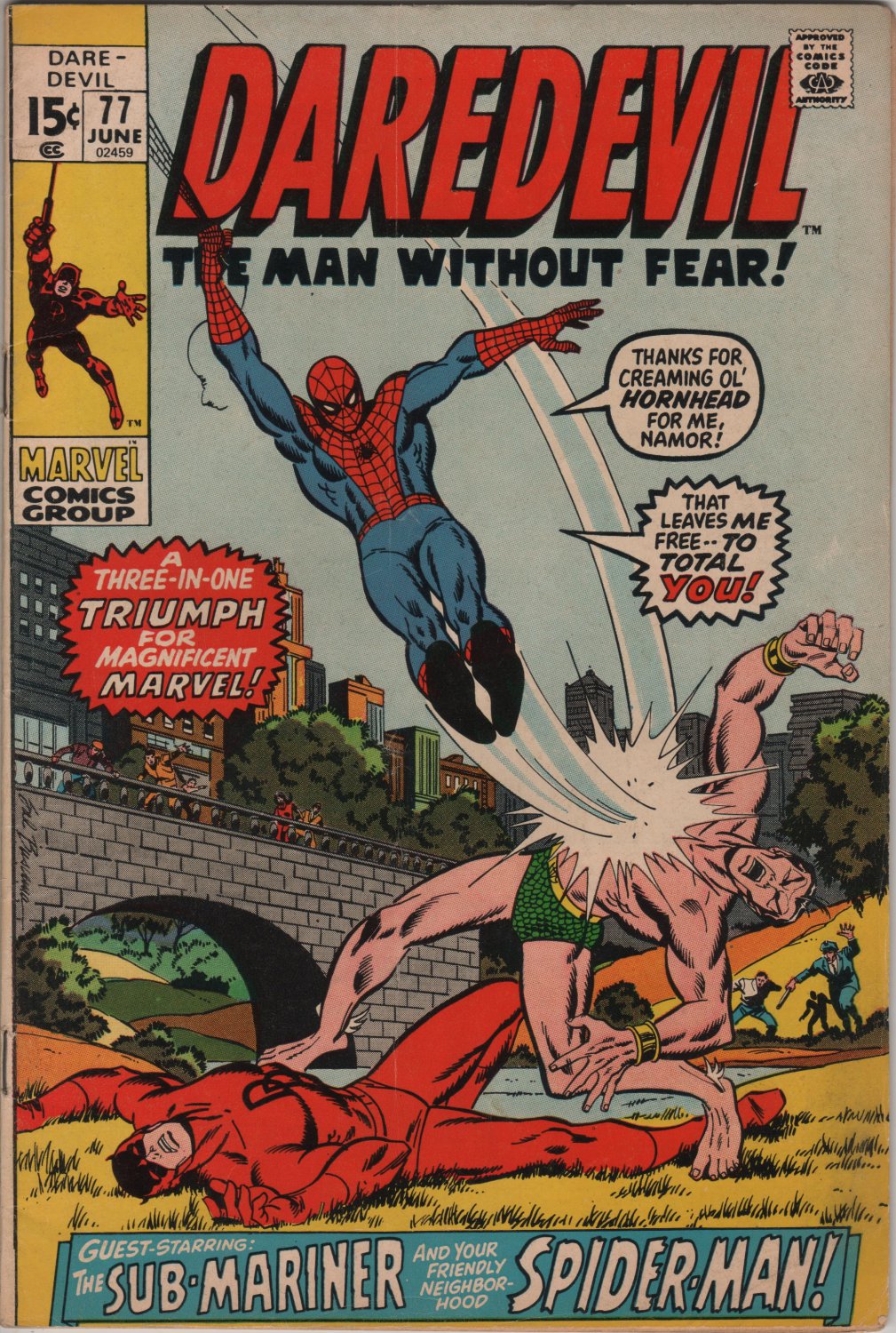 Daredevil #77 Sub-Mariner & Spider-Man c.1971