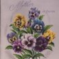 Easter Holiday Card for Mother, Pansies Embellished with Sequins c.1952