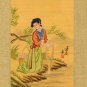 Japanese Print on Silk, Young Laundress c.1930