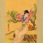 Japanese Print on Silk, Young Woman Stretching c.1930