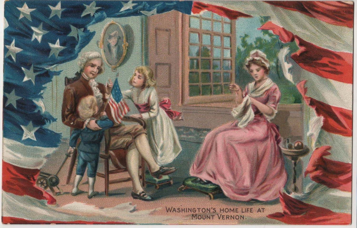 Geo. Washington Bday Card, Mt. Vernon Home Life  c.1908