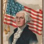 George Washington Bday Postcard, Portrait & Flag c.1909