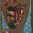 Geo. Washington Bday Card,  Horse, Cherries & Flag c.1909