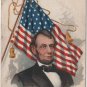 Lincoln Centennial Bday Postcard, Portrait & Flag c.1908